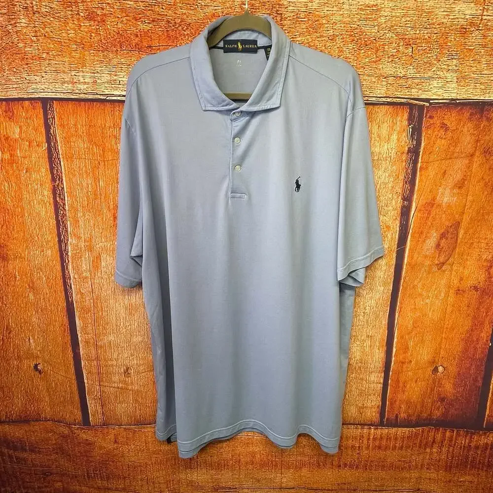Ralph Lauren Performance Wicking Short Sleeve Polo Shirt Light Blue XXL